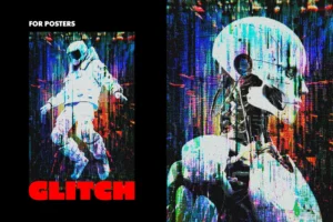 Glitch pixels screen photo effect