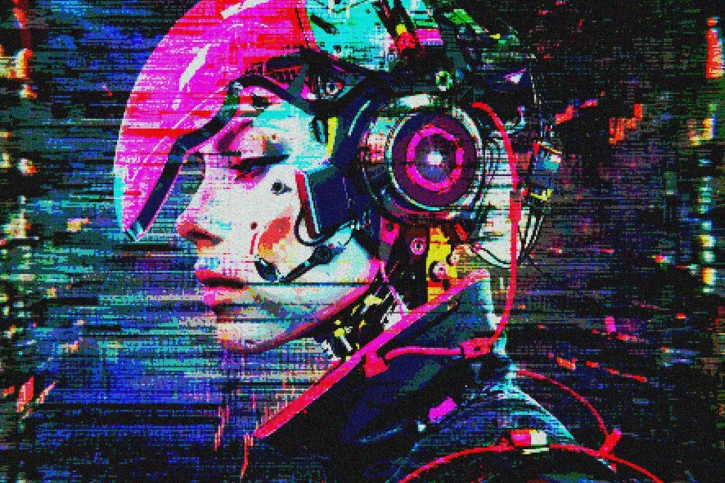 Glitch pixels screen photo effect